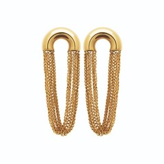 Gold Stainless Steel Earrings, 55 Mm Long Dangles