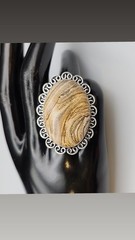 Large Picture Jasper Ring Sterling Silver Size 9 Handmade Jewelry