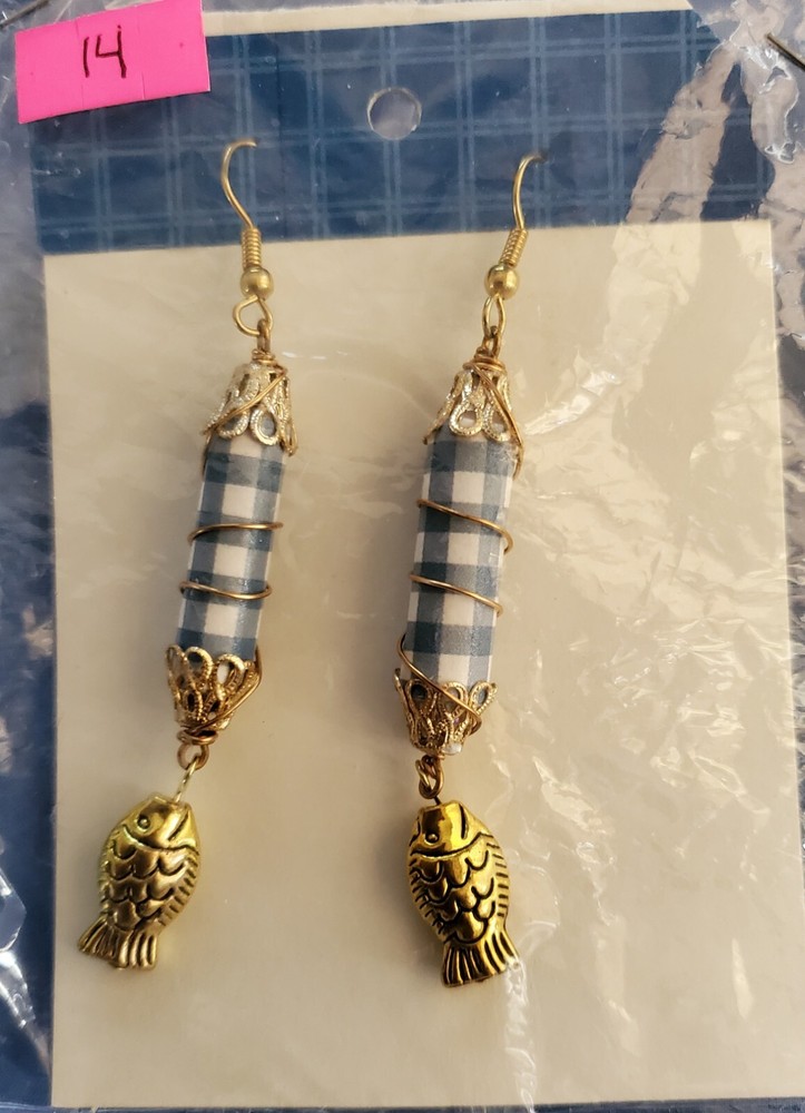 Earrings Pierced Dangle Handmade ‘Paper Beads’ Approx 3-4 Inches