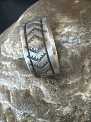 Old Pawn Men Women Wedding Band Navajo Stamped Sterling Silver Ring Sz 12 20054