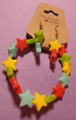 Bracelet & Earrings Set Star Green Yellow Red Blue Cyan Teal Handmade Beaded
