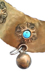 Hammered Copper Turquoise Choker Necklace Crescent Southwestern Adjustable
