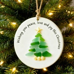 Acrylic Sea Glass Christmas Tree Ornament Shatterproof Holiday Decoration For