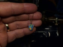 Erupta’ Australian 14k Gold Opal Doublet Pendant Gift 0.8g Q21