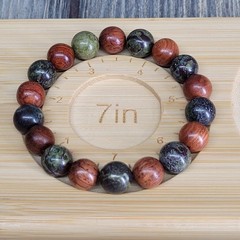 Dragon Blood Jasper & Rosewood 10mm Bead 7″ Stretch Bracelet Natural Women’s USA