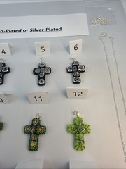 Murano Glass Millefiori Cross Necklace 925 Silver Bail Plated Chain (MC01)