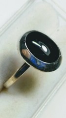 CUTE BLACK ONYX IN STERLING SILVER.925 RING SIZE 6.5-6.75 AND 5.5-5.75!