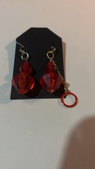 Handmade Mismatched Earrings Bold Red Asymmetrical Holidays Glam Acrylic Game