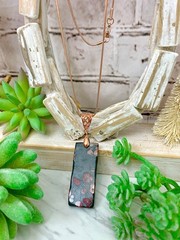 Ocean Jasper Pendant Necklace: Rose Gold Snake Chain