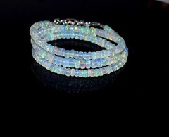 925Silver Natural Ethiopian Opal Beads Necklace Fire Opal Bead Gemstone Necklace