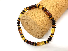 Amber Bracelet Gift Big Size Unisex Baltic Amber Beads Tablet Barrel Round 7645