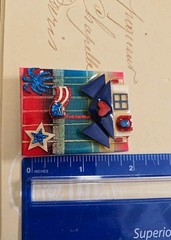 Vtg House Pins By Lucinda Patriotic Fireworks Flag USA Star Glitter Brooch