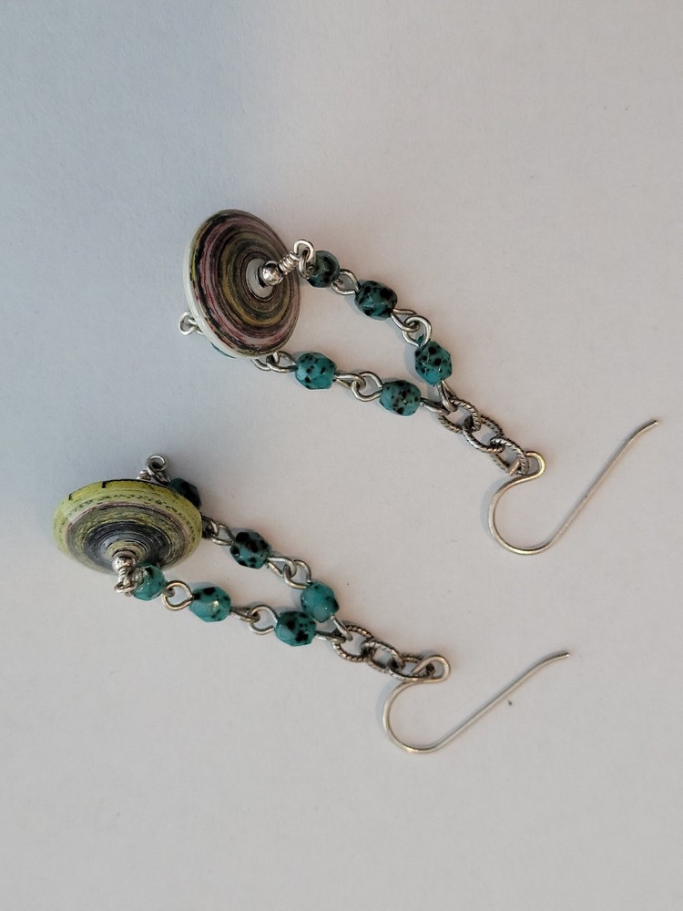 Quilled Paper Bead Earrings Ugandan Fair Trade Bead for Life Sterling Silver