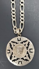 20 inch Milor 925 silver chain with a Mexican 925 Silver mandilion 1 3/4 inch