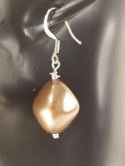 Handmade Earrings Warm Brown Vintage Glass Beads Silver Plate Hooks, Beads, Caps