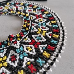 Traditional ethnic ukrainian wide seed bead necklace collar SYLYANKA Ukraine