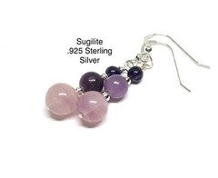 Sugilite Genuine Stone .925 Sterling Silver Handmade Earrings RARE