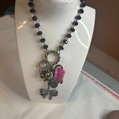 Betsey Johnson Kitty in a TuTu Lariat Necklace RARE Embellished Sparkly Glam