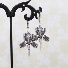 Flower Earrings Iris Sterling Silver Plated Art Nouveau Jewelry Botanical