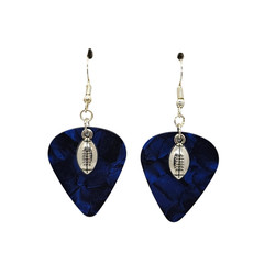 Football Charm on Guitar Pick Earrings – Choose Color – Handmade in USA