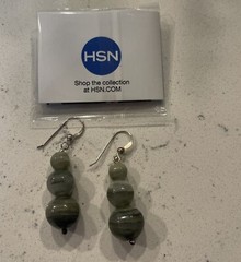 Jay King Earrings Green Banded Vetiver Epidote Bead HSN Sterling Silver NWT