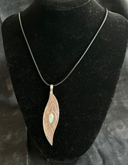 Crystal opal, from Andamooka, 0.7 ct Sterling Silver Gum Leaf Shape
