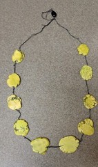 Western Yellow Green Slab Cut Stone Necklace Statement Polished Chunky 32″