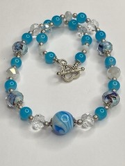 Artisan Handcrafted Art Deco Lampwork Breakfast at Tiffany?s Blue Necklace #8