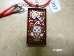 #207 Christmas Owl Pendant Necklace Bezel 25 mm x 50 mm 1 inch x 2 inch