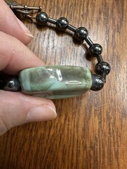 Artisan-crafted Hematite & Glass Bead Bracelet w/Copper Floral Findings 8.5”