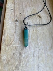 Green Aventurine Stone Double Point Pencil Pendant Necklace