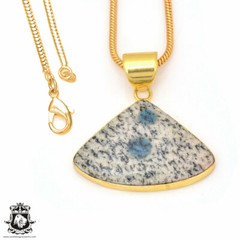 K2 Jasper 24K Gold Plated Pendant 3mm Snake Chain GPH147