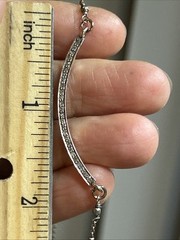 36. 14/20 G.F.,925 Sterling Silver Lab Diamond Curved Bar Statement Necklace 18″