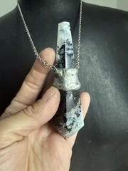 Moonstone black tourmaline crystal necklace pendant talisman statement jewelry
