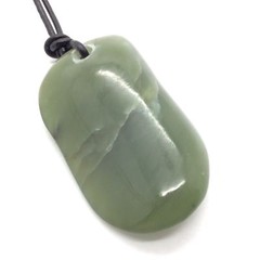 Siberian Jade Pendant Green Nephrite Jade Pebble Necklace Siberia Russia #29