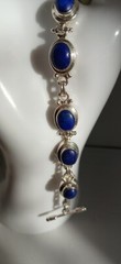 Lapis Lazuli Link Bracelet ~ Marked 925 ~ Mexico (?) ~ 7.25″ x 24mm ~ Wt. 2.65g