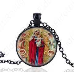Our Lady of Atonement Black Necklace Catholic Blessed Virgin Mary Medal Pendant