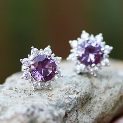 Lab Made Color Change Alexandrite Earrings Sterling Silver 925 , June Birthstone