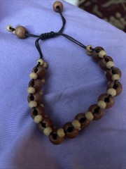Handmade In Honduras Wooden Beads Adjustable With Cord Unisex Bracelet