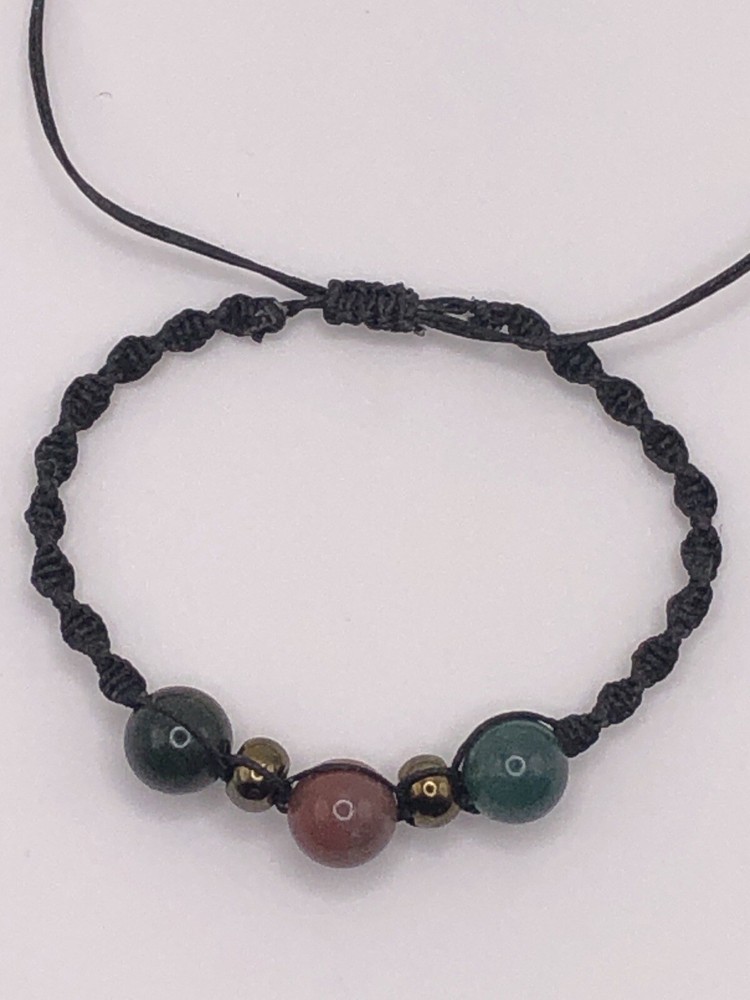 Handmade Macrame Spiral Knot, Adjustable Bracelet with Fancy Jasper Gemstones