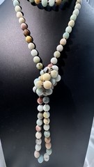 Amazonite Beaded Semi Precious Gemstone 9mm Hand Knotted 60” Long Necklace 125g