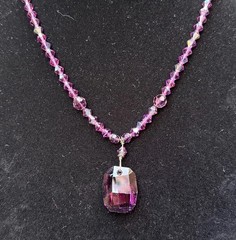Crystal Necklace Earrings SET Amethyst Aurora Borealis Made with Swarovski