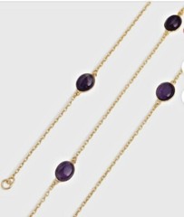 Natural Amethyst Gemstone Cabochon 925 Sterling Silver long or layerd Necklace