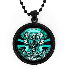 Virgin Mary Guadalupe Pendant Handmade Artisan Sugar Skull Necklace 24″