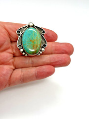 Sterling Silver Scarf Slide Bolo Slide Royston Turquoise Southwestern Style