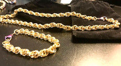 Brass Rope Necklace and Bracelet Set Handmade 19.5” Necklace 7.75” Bracelet