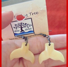 Green Living Tree Tagua Nut Earrings Carved Whale Tail