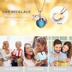 Cat Urn Necklace for Ashes Moonstone Pet Urn Cremation Keepsake Memorial Jewelry