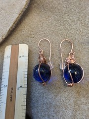 1/2+ in. Cobalt Blue Translucent Pools Of Light Healing Pure USA Copper Earrings