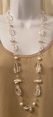 Rock Crystal Nugget Faceted Quartz Baroque and Biwa Pearl Silver Necklace 34 in
